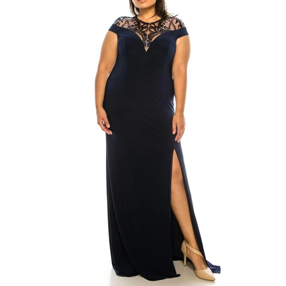 Adrianna Papell Studio Black Sequin Cap Sleeve Gown Women’s Size 6 Formal Dress - Picture 1 of 9